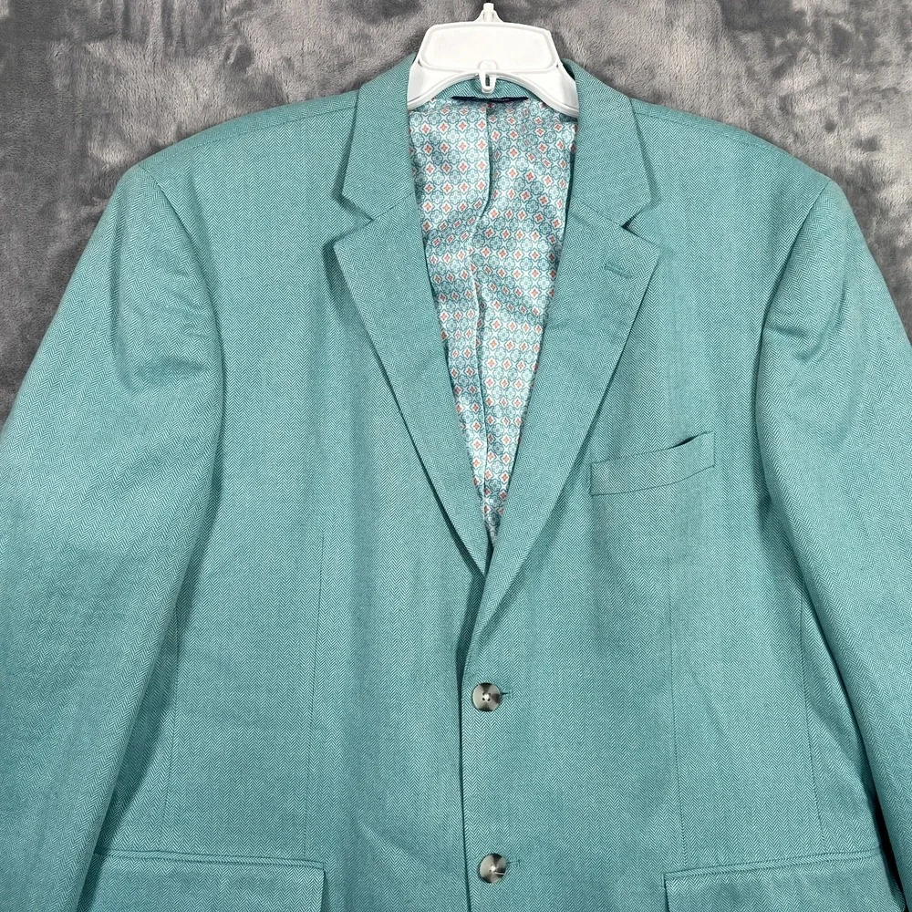 Alan Flusser Linen Blend Green Blazer Mens XL 46 Sport Coat Suit Jacket Lined